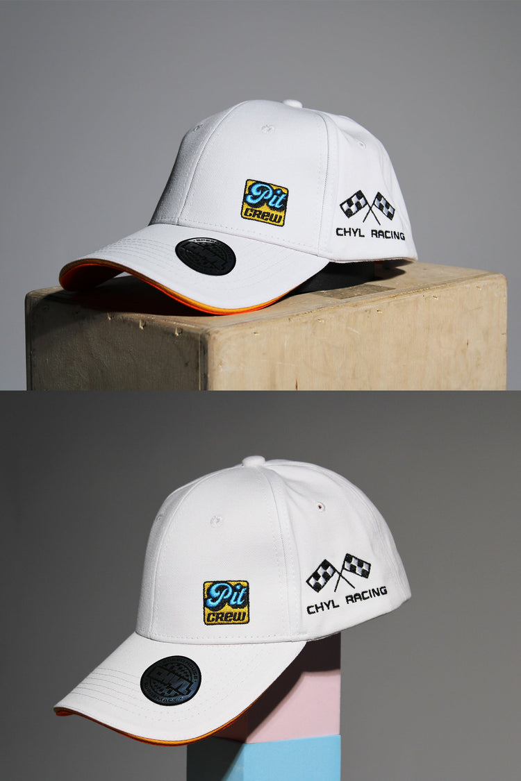 CHYL White Pit Crew Cap Close-up
